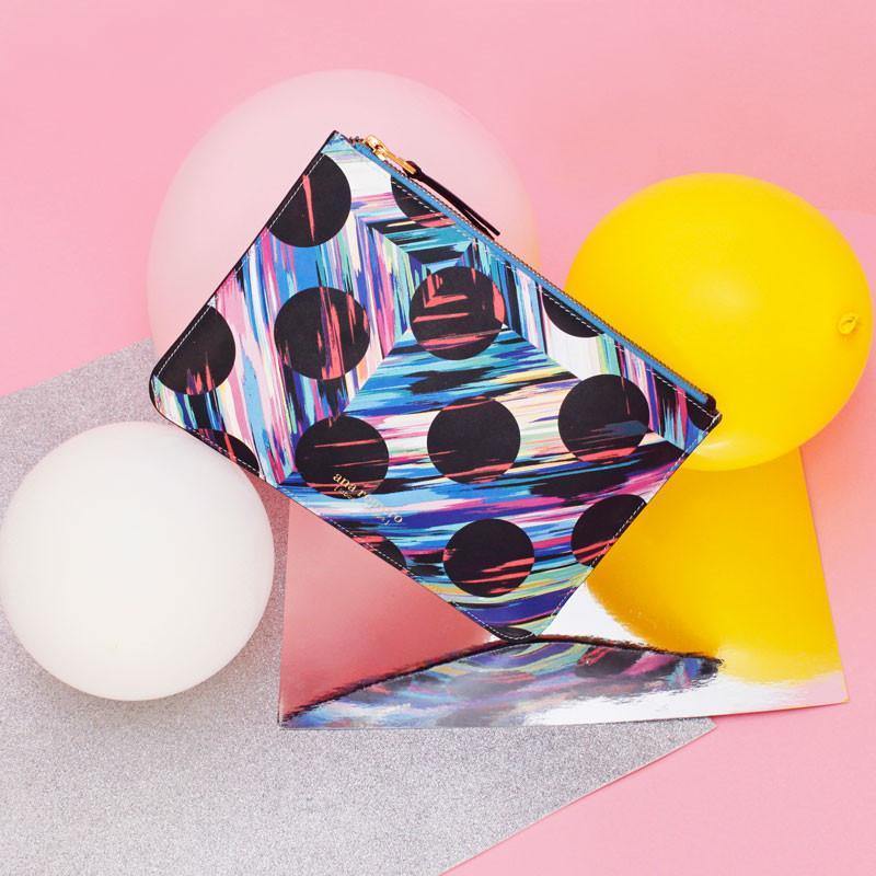 Polka Dot Diamond Leather Clutch Ana Romero Collection 